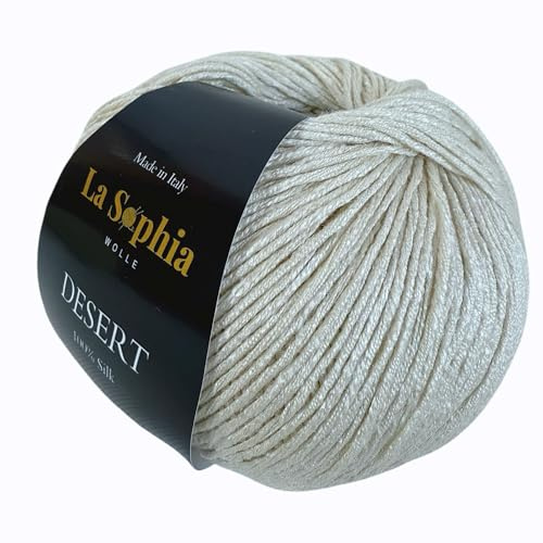 La Sophia Wolle | Desert 100% Seide Silk| 50g Seide zum Stricken oder Häkeln (4-5mm Nadelstärke)