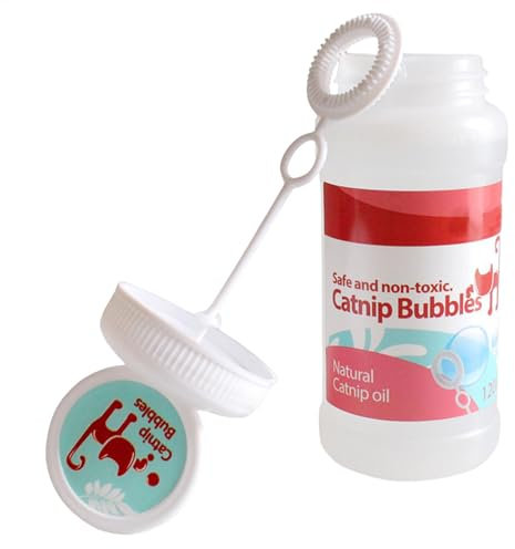 Ghjkldha Catnip Bubble Solution, interaktive Seifenblasen, Duftspielzeug mit Katzenminze, Große Kapazität, Haustierfreundlich, Sicherer Innen- und Außenspaß für Zuhause, Wohnzimmer und Garten
