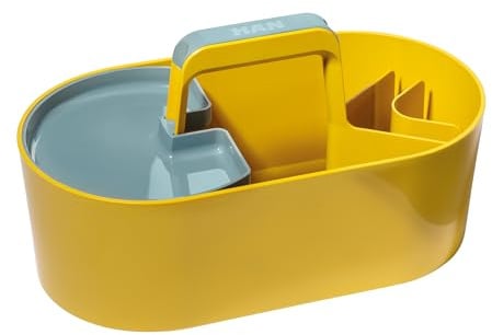 HAN Toolbox LOFT mobiler Organizer mit 4 Fächern und Tragegriff gelb | 1200-45 Made in Germany, praktische Utensilienbox aus Kunststoff, 330x179x175mm, Ordnungssystem, Stifteköcher für Büro