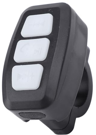 Bluetooth Medientasten Fernbedienung, Selfie Steuerung, Musik Fernbedienung, verstellbar, wiederaufladbar, wasserdicht, Lenkrad Bedientaste für Auto, Fahrrad, Motorrad (White)