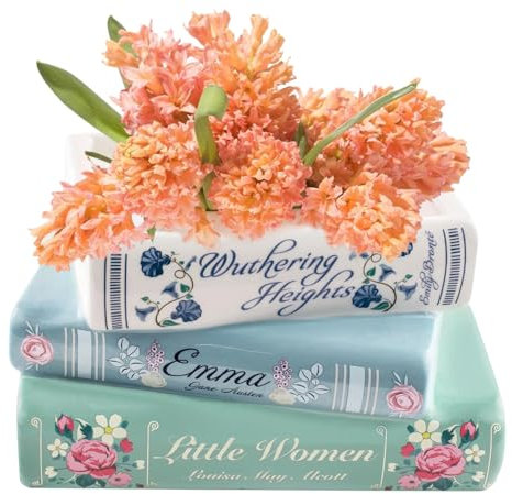 YANGUN Book Vase, Book Vase for Flowers, Decorative Design Planter, Unique Planters Bookshelf for Flowers Home Bedroom Office Decor (Art Deco) (New Model)