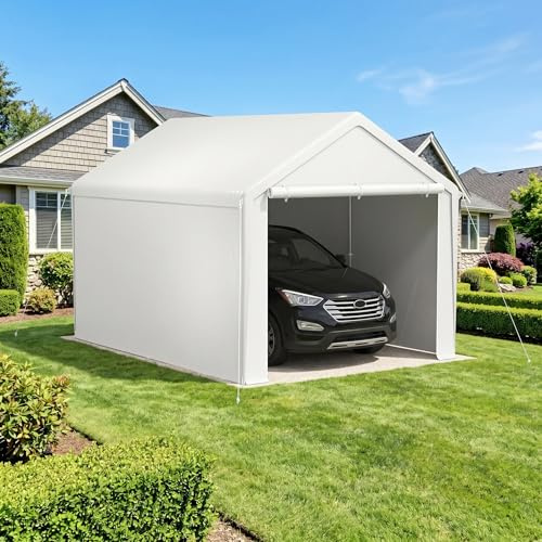 ACXIN Tenda da campeggio per garage e garage, robusto riparo e vimini con telo in polietilene, resistente ai raggi UV, impermeabile, rinforzo del tetto e telaio per auto, camion, SUV (bianco, 3 m x 4