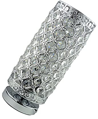 STOBOK USB Kristall Tischlampe für Schlafzimmer und Zuhause, Silber Metall | Nachtlicht fürs Bett, Flimmerfrei und Augenschonend, Kompakt für Haus, Hotel, Wohnzimmer, Nachttisch