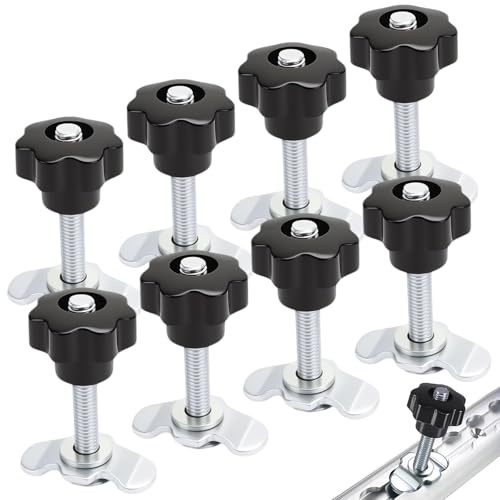 YOUNGSAY 8 STK Schraubfitting Airlineschiene, Rostschutz Schraubfitting Airlineschiene M8x60, 500daN Schraubfitting Airline mit Schwarz Sterngriff