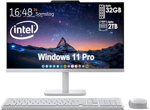 Lenovo All in One Desktop with Intel Ultra-Fast 4-Core CPU| 24 inch Full HD Display| 16GB RAM, 512GB PCIe SSD| Wi-Fi 6| Bluetooth| USB, Ethernet Port| Windows 11 | HDMI Out| Wireless Keyboard & Mouse
