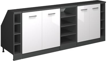 Vicco Dachschrägenschrank-Set Rion, Weiß Hochglanz/Anthrazit, B210 x T60 cm 5er Set, platzsparend für Dachschrägen