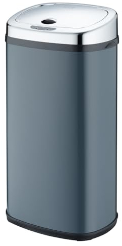 KITCHEN MOVE Largo Papelera de Cocina automática con Forma Cuadrada, Acero Inoxidable, Gris Mate, 32 x 25 x 64 cm