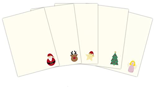 ohmydeer XMAS Briefpapier-Mix 50 Blatt DIN A4 einseitig mit niedlichen weihnachtlichen Motiven bedruckt/Weißes Klassisches Weihnachtspapier für Briefe und Wunschzettel