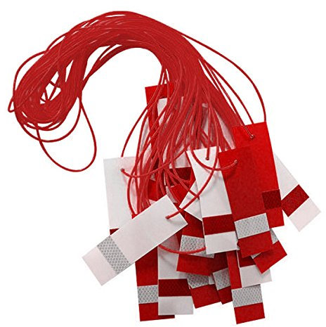 True Products Reflective Caution Marker Hazard Bunting Rope Safety Pendant Flag Red White, 26m