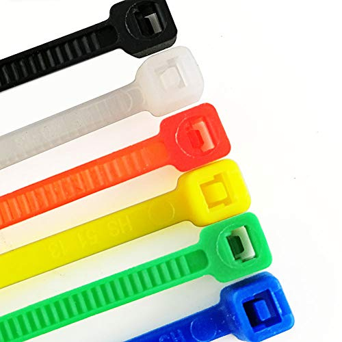 HS Colored Zip Ties Neon Small Nylon Wire Ties Assorted 6 Colors (Green,Yellow, Black, White, Blue, Red) 4 Inch for Crafts,Bulk 600 Pack