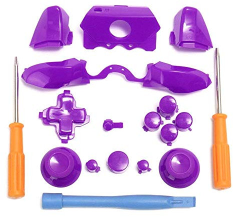 Pare-Chocs déclencheurs Boutons gâchettes LB RB LT RT Boutons et T6 T8 Tournevis et Pied de biche pour Manette Xbox One Elite 3,5 mm Violet