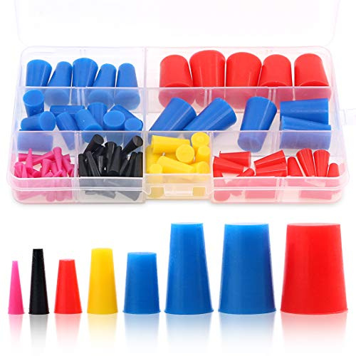 Swpeet 100 Stück Hochtemperatur-Silikon-Gummi-Schutzkappen und -stopfen Sortiment Kit, Maskierungssystem-Kit perfekt für Pulverbeschichtung, Malerei, Eloxierung, Plattierung und Media-Strahlen.