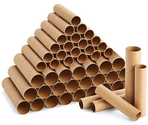 Bright Creations Brown Paper Cardboard Craft Tube Rolls (50-Pack) - 2 Sizes, 25 of Each, 15.2 and 19 cm Tall