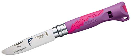 OPINEL Kindermesser, Outdoor JUNIOR N° 7 (violett, Delfinmotiv, mit Namensgravur, N° 07)