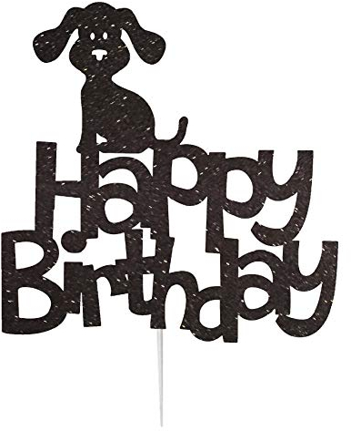 LissieLou Happy Birthday Dog Cake Topper Glitter Card Black Made in the UK…