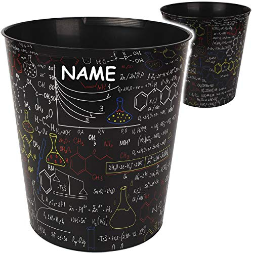alles-meine.de GmbH Papierkorb/Behälter - Schule & Universität - Formeln - Chemie Elemente - inkl. Name - 10 Liter - wasserdicht - aus Kunststoff - Ø 28 cm - großer Mülleimer /..