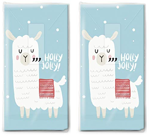 20 Taschentücher (2x 10) Süßes Alpaka im Winter als Geschenk für Weihnachten
