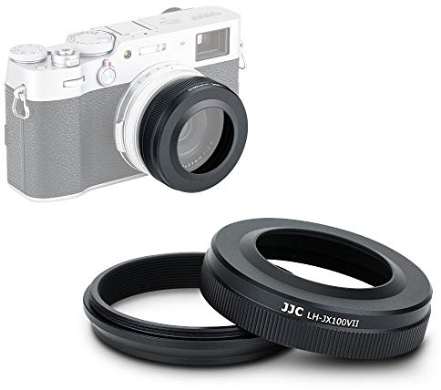 JJC Gegenlichtblende aus Metall mit Adapterring für Fujifilm Fuji X100VI X100V X100 X100S X100T X100F Kameras, Ersetzt Fujifilm LH-X100 Sonnenblende, Fujifilm AR-X100 Adapterring, Schwarz