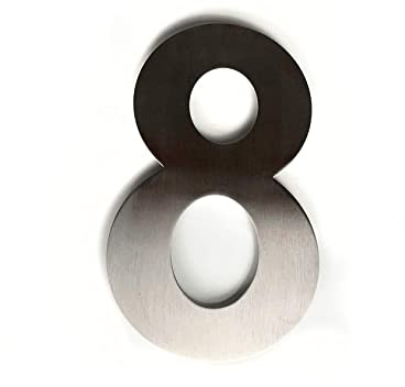LARGE Brushed Stainless Steel House Numbers (10 Tall) All Numbers 0-9 A B C #8