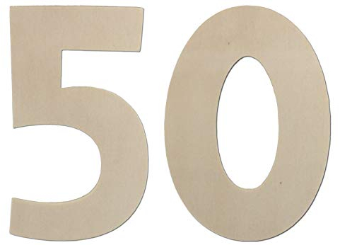 Deko Zahlen - Geburtstagsdeko 50 Geburtstag aus Holz - Ideale Geburtstag Geschenkideen oder als Party Tischdeko (20 cm)