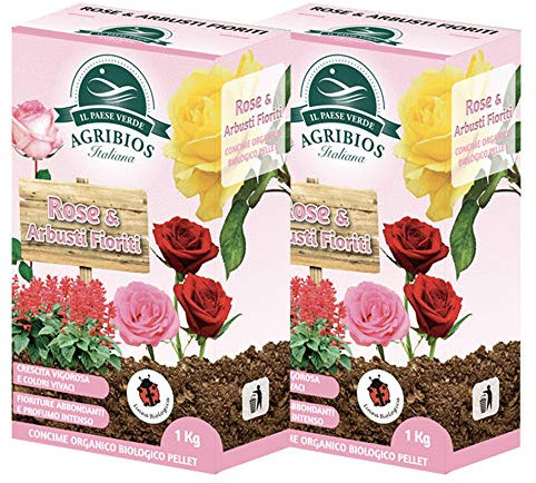KOLLANT 2X Concime Granulare Biologico per Rose e Arbusti Fioriti, Piante in Vaso e Ornamentali - Fertilizzante Bio per Piante Arbusti Rosa