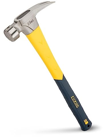 ESTWING Sure Strike Hammer - 23 oz Rip Claw Hammer with Milled Face & Fiberglass Handle - MRF23LM