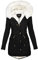 SilkTem Winterjacke Damen Schwarz Mit Fell | Weiß Teddyfell Gefütterte Winterparka Tunika Fleecejacke Elegant Schmale Outdoor-Plüschjacke Lässig Dicker Steppmantel mit Pelzkragen(Schwarz,3XL)