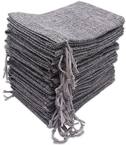 Leeyunbee 30 Stück 10x15 cm Jutesäckchen, Jute Beutel mit Kordelzug, Leinen-Säckchen Sackleinen Taschen, Klein Geschenksäckchen für Schmuck DIY Handwerk Hochzeit Party Weihnachte (Dunkle Farbe)