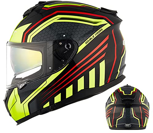 Motorradhelme mit Designs für Erwachsene Motorrad integrierter modularer Integralhelme Motorradhelm Mopeds Bike Racing Offroad-Helm mit Weihnachtsmütze ECE-Zulassung,Rot,XXL