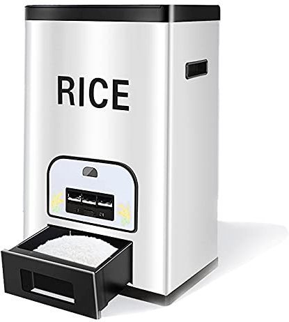 DBMGB 25kg Dispensador de Arroz, Recipiente de Almacenamiento de Arroz con Bandeja de Cajón y Tapa Deslizante, La Salida Se Puede Controlar con Precisión