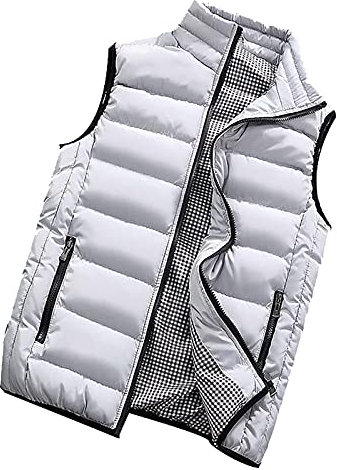 Doudoune sans Manche Homme Zippé Travail Blouson Chauffant Homme Pulls, Gilets et Sweats Homme Manteaux Veste Coupe Vent Hiver Chaude Legere Chasse Marque Pas Cher Automne Halloween Gris 5XL