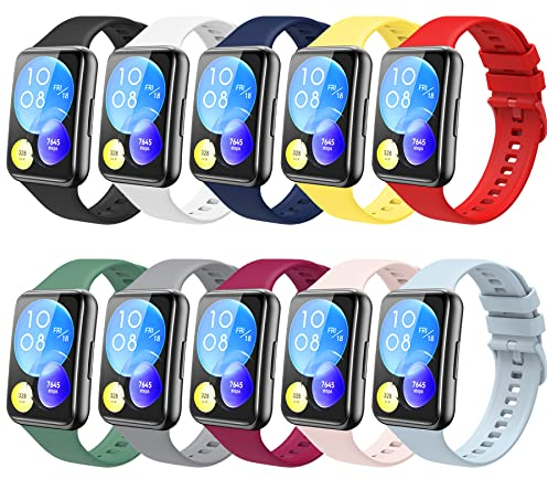 WindRen 10 Armbänder Kompatibel mit Huawei Watch Fit 2, Sportarmband Silikonarmband Ersatzarmbänder für Huawei Watch Fit 2 Active/Watch Fit 2 Elegant/Watch Fit 2 Classic, Männer/Frauen