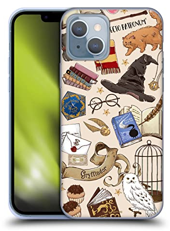 Head Case Designs Offizielle Harry Potter Hogwarts Muster Deathly Hallows XXXVII Soft Gel Handyhülle Hülle kompatibel mit Apple iPhone 14