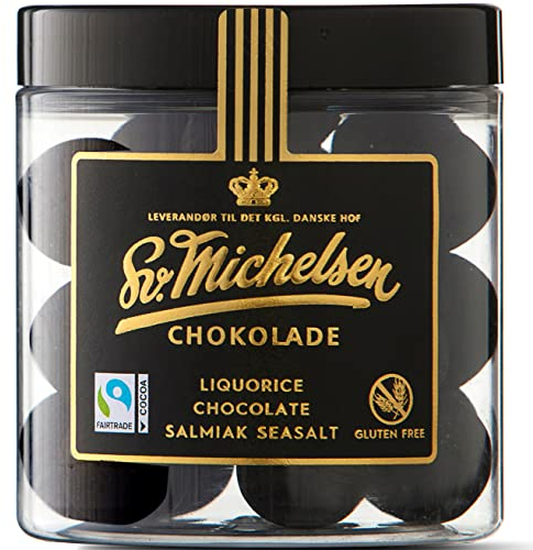 Sv. Michelsen Lakritze - Dänische Lakritz-Kugeln mit Schokolade, Salmiak & Meersalz – 150g | Handgefertigt, Glutenfrei, Gourmet Lakritz Geschenk | Hochwertige Süßigkeiten aus Dänemark