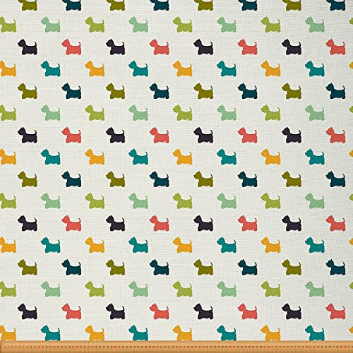 Süßer Hundestoff Meterware Bunter Ckunstoon Welpen Polsterstoff Kawaii Tier Haustier Dekorationsstoff Hundeliebhaber Drinnen Draußen Stoff Kinder DIY Kunst Wasserdichter Steppstoff 92 x 150 (HxB)
