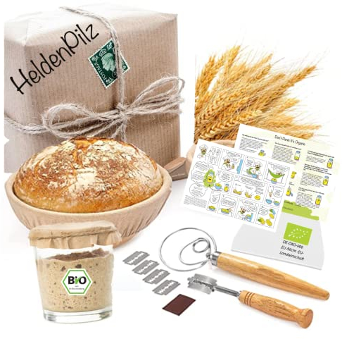 FRISCHER BIO Sauerteig Roggen Anstellgut! Set zum Brotbacken - Natursauerteig – knuspriges Brot selber machen inkl. Rezept Anleitung (Roggen Sauerteig Set)
