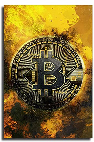 Bitcoin Leinwanddruck, Pop-Art, Kryptowährungs-Kunstwerk, Bürodekoration, Krypto-Wandkunst, BTC-Poster-Kunst, Bitcoin-Münzenschild, Geschenk, Blockchain-Druck, Büro, Wohnzimmer, Schlafzimmer,