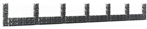 Tidyard Gabionenkorb U-Form mit 7 Säulen Garten Gabione Gabionen Steinkorb Steingabionen Sichtschutz Drahtkorb Drahtzaun Mauersteinkorb Gabionenzaun Gitterkorb Eisen 740x20x100 cm
