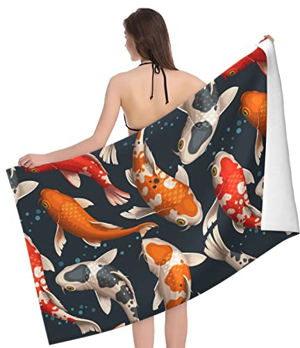 321 Fitnesshandtuch 80X130cm Koi-Karpfen Lucky Japan Handtuch Pflegeleicht Badetuch Tragbar Tuch Bade Für Wandern, Yoga, Sport
