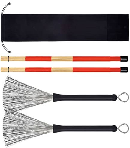 Drum Rods Brushes, Cepillos para Baquetas para Superficies Resbaladizas Acero Inoxidable con Baquetas para Accesorios de Batería