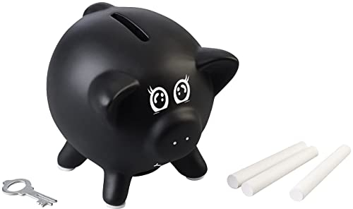 Playtastic Sparschwein Hochzeit: Keramik-Sparschwein mit Tafellack zum Beschriften, Kreide, Schlüssel (Porzellan-Sparschwein, Sparschwein selber Bemalen, Geburtstag)