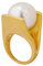 OIDIMS Statement-Ring mit übertriebener Perle, Edelstahl, Y-förmig, vergoldet, 18 Karat Gold, einzigartiger Stil, große Ringe, personalisierbar, bequeme Passform, Schmuck für Damen, modisches
