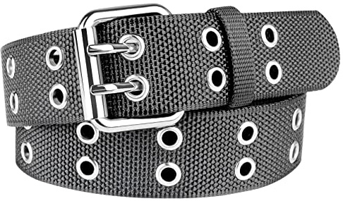 Drizzte Nietengürtel Übergröße Unisex Punk Gürtel Ösengürtel Damen und Herren Grau 140cm