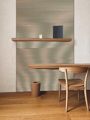 Acoustic Wood Slat wall panels veneer decorative oak 3D living room kitchen cladding New (Natural Oak)