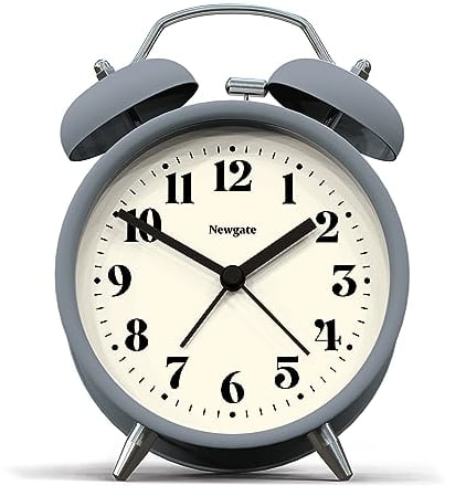 Newgate® Theatre sveglia | Sveglia classica moderna a doppia campana | Marina francese | Numeri facili da leggere | Ideale per comodino, scrivania o scaffale | Accessorio retrò
