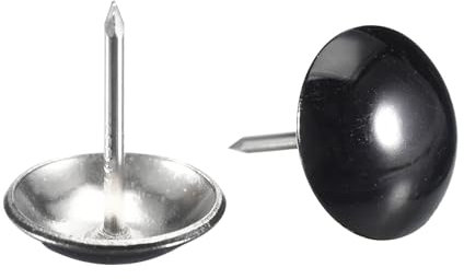 sourcing map 50Pcs Upholstery Tacks, 19mmx22mm Round Head Decorative Furniture Nails Thumb Tack for Furniture Sofa Headboards, Bright Black