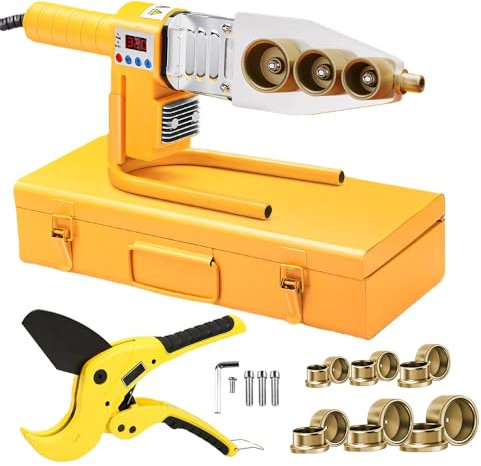 DUEBEL Plastic Welder Machine 220V Stick Welder 1500W Plastic Welder Staples Plastic Welder Tool 120-320°C Electric Pipe Welding Machine Plastic Pipe Welding Tools (UK Plug) Come with Pipe Cutter 64MM