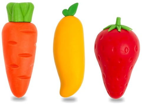 Radiergummi kinder, 6 Stück Radiergummi, Schöne Radiergummi, Obst Radiergummi, niedliche Kinder Radiergummi, für Lernen, Malen, Spielen und Geschenke, Erdbeere, Mango, Karotte, Mehrfarbig