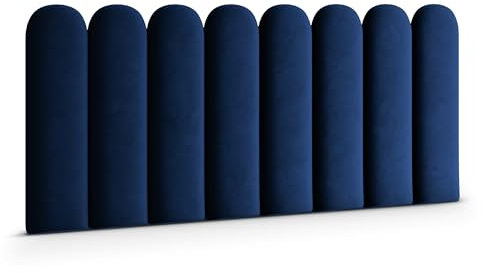 Muralo Panneau mural rembourré, moderne, en velours Magic Velvet, tête de lit, coussin lombaire, pour chambre à coucher, salon, lit, bleu foncé, 30 x 100 cm