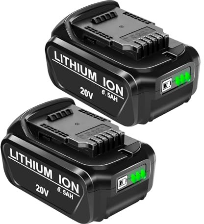 2 Packs 20V 6.5Ah Replacement Battery Compatible with Dewalt 20V Battery Max XR Lithium Ion DCB200 DCB204 DCB206 DCB180 DCD985B DCD771C2 DCS355D1 DCD790B Power Tools